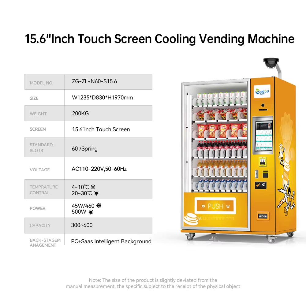 Zhi Gou Tech Best-Selling European Drinks & Snacks Vending Machine with SDK Touchscreen Cloud-Based Management Cash/Card Payment