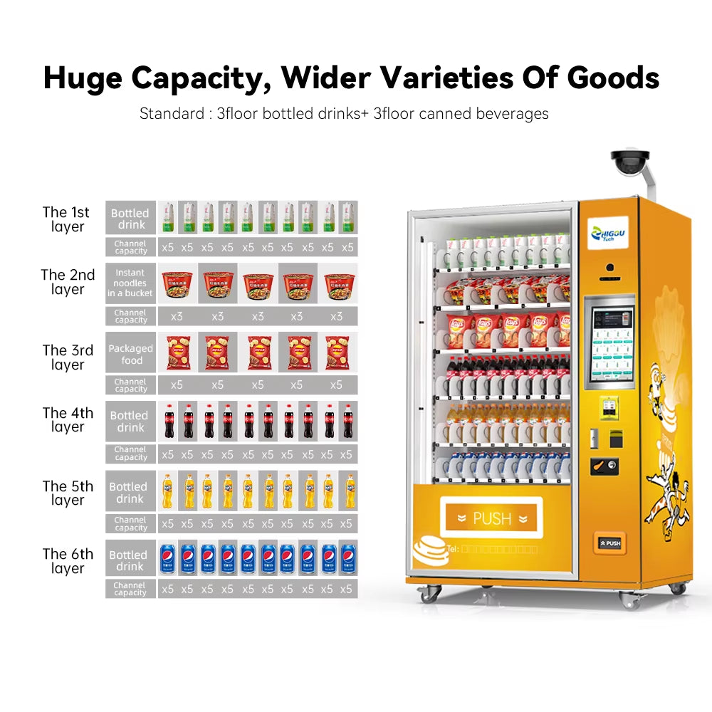 Zhi Gou Tech Best-Selling European Drinks & Snacks Vending Machine with SDK Touchscreen Cloud-Based Management Cash/Card Payment