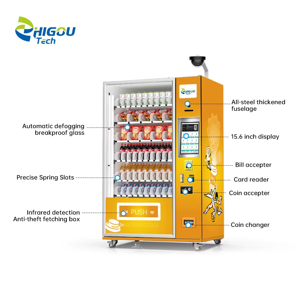 Zhi Gou Tech Best-Selling European Drinks & Snacks Vending Machine with SDK Touchscreen Cloud-Based Management Cash/Card Payment