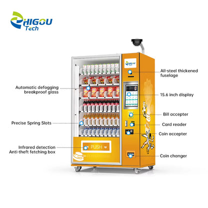 Zhi Gou Tech Best-Selling European Drinks & Snacks Vending Machine with SDK Touchscreen Cloud-Based Management Cash/Card Payment